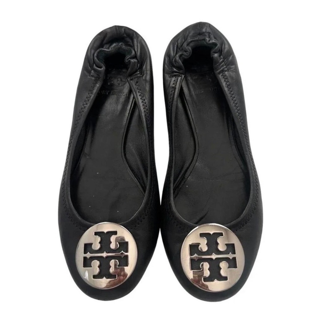 Tory Burch Minnie travel ballet flats prominent gold-tone logo medallion on the
